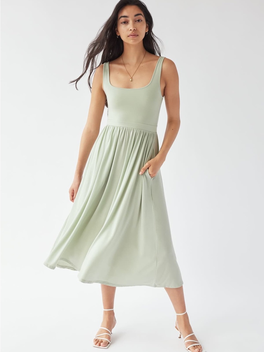 Wilfred| Aritzia| Light Sage Market Midi Dress Sz L